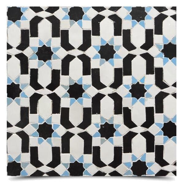 Moroccan Mosaic & Tile House CTP02-08 Argana Azulejo de cemento hecho a  mano en negro, gris, blanco, 8x8